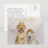  hond/lab Gelukkig Nieuwjaar Feestdagenkaart (Voorkant / Achterkant)