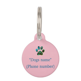 Hond Label Roze Groen Blauw Huisdierpenning
