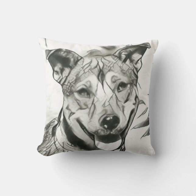Hond lacht Close-up Worpkussen Kussen (Voorkant)