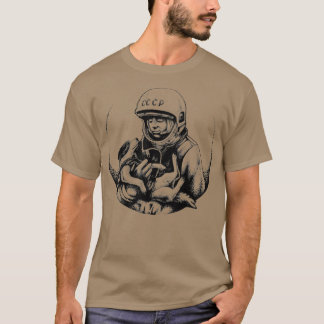 Hond Laika Yuri Gagarin Space First Astronaut T-shirt