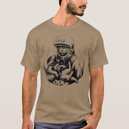 Hond Laika Yuri Gagarin Space First Astronaut T-shirt (Voorkant)