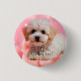 Hond Laten we feest verjaardag  Ronde Button 3,2 Cm