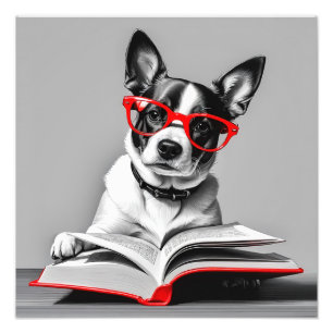 Hond Leesboek Foto Afdruk