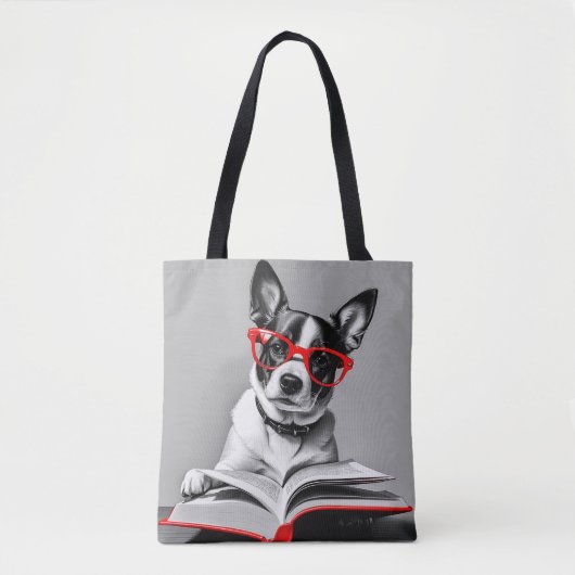 Hond Leesboek Tote Bag (Voorkant)