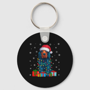Hond Lelijke Kerstmis Licht Kerstman Hoed Portugee Sleutelhanger