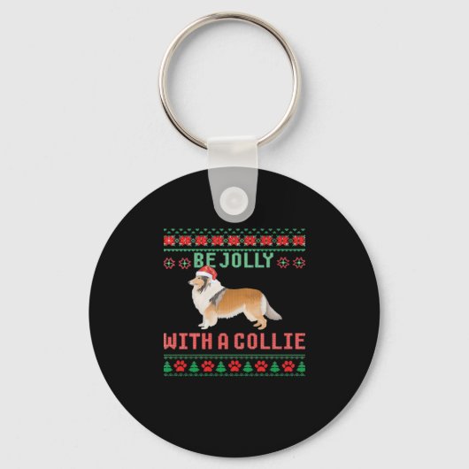 Hond Lelijke Kersttrui Wees Jolly Met Een Ruw C Sleutelhanger (Voorkant)