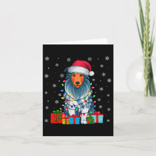 Hond Lelijke Kerstverlichting Kerstman Hoed Bearde Kaart