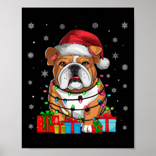Hond Lelijke Kerstverlichting Kerstman Hoed Engels Poster