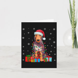 Hond Lelijke Kerstverlichting Kerstman Hoed Ierse Kaart