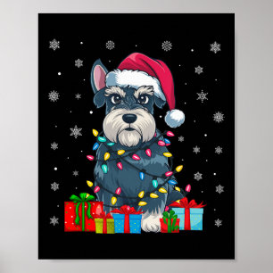 Hond Lelijke Kerstverlichting Kerstman Hoed Schnau Poster