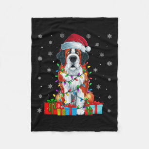 Hond Lelijke Kerstverlichting Kerstmuts Sint Berna Fleece Deken