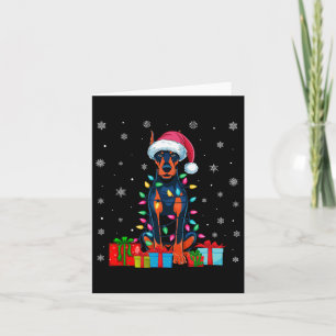 Hond Lelijke Kerstverlichting Santa Doberman Pinsc Kaart