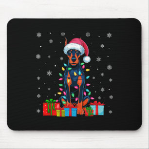 Hond Lelijke Kerstverlichting Santa Doberman Pinsc Muismat