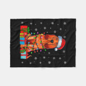 Hond Lelijke Kerstverlichting Santa Hat Bloedhond  Fleece Deken (Voorkant (Horizontaal))