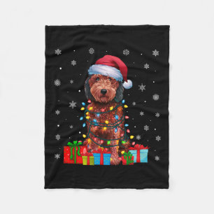 Hond Lelijke Kerstverlichting Santa Hat Labradoodl Fleece Deken