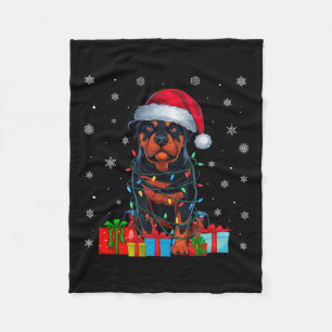 Hond lelijke kerstverlichting Santa Hat Rottweiler Fleece Deken
