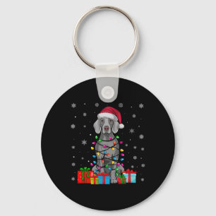 Hond Lelijke Kerstverlichting Santa Hat Weimaraner Sleutelhanger