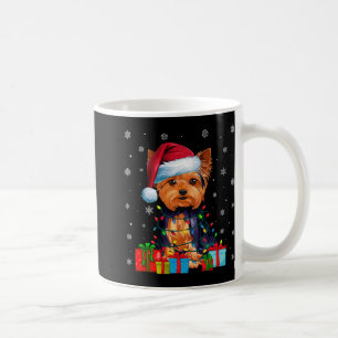 Hond lelijke kerstverlichting Santa Hat Yorkshire Koffiemok