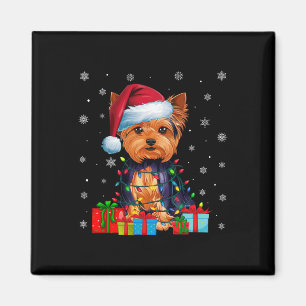 Hond lelijke kerstverlichting Santa Hat Yorkshire Magneet