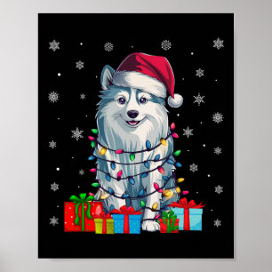Hond lelijke Xmas Lights Santa Hat Amerikaanse Esk Poster