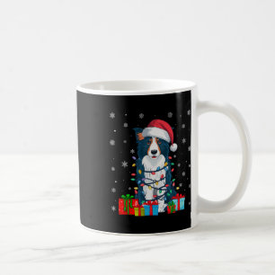 Hond lelijke Xmas Lights Santa Hat Border Collie D Koffiemok