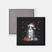 Hond lelijke Xmas Lights Santa Hat Border Collie D Magneet (Voorkant / Achterkant)
