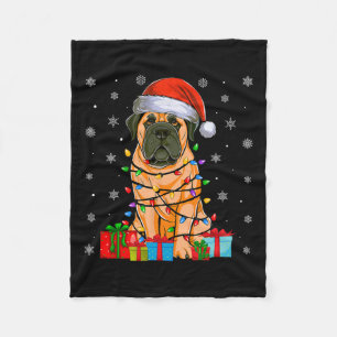 Hond Lelijke Xmas Lights Santa Hat Engels Mastiff Fleece Deken