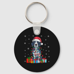 Hond Lelijke Xmas Lights Santa Hat Engels Pointer Sleutelhanger