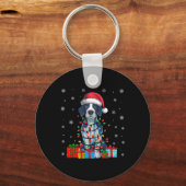 Hond Lelijke Xmas Lights Santa Hat Engels Pointer Sleutelhanger (Voorkant)