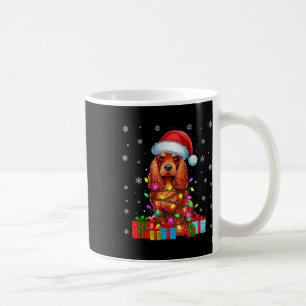 Hond Lelijke Xmas Lights Santa Hat Er Spaniel Hond Koffiemok