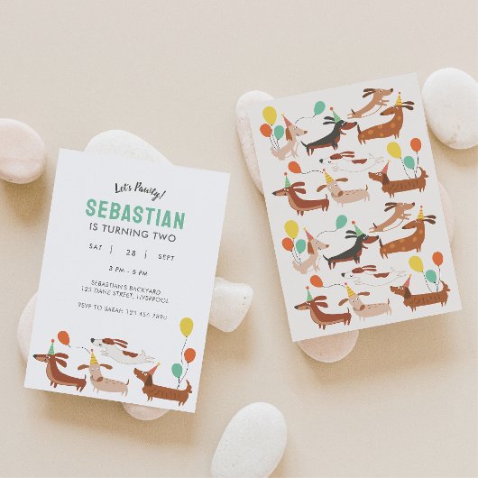 Hond Let's Pawty Verjaardag Uitnodiging 2