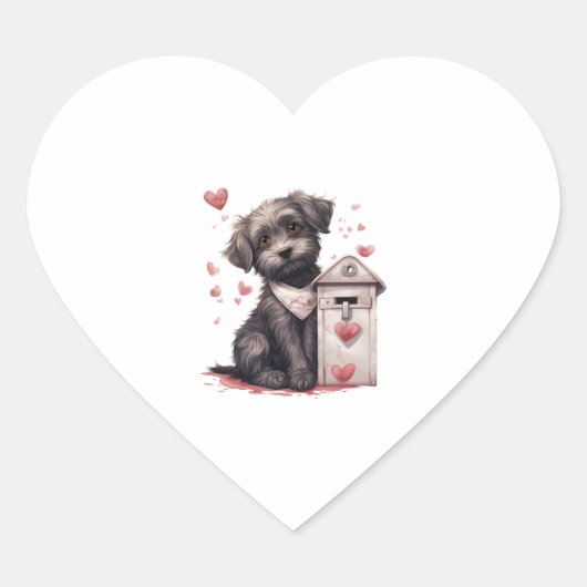 Hond Leveren Liefdesbrief Valentijnsdag Canine Hart Sticker (Voorkant)