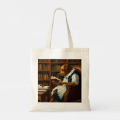 Hond lezen tote bag (Achterkant)