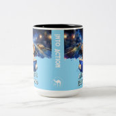 Hond lezen van het grote boek  slogan tweekleurige koffiemok (Center)