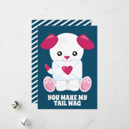 Hond Liebesbrief Blau Rosa Aangepaste Tekst Valent Feestdagenkaart