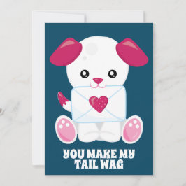 Hond Liebesbrief Blau Rosa Aangepaste Tekst Valent Feestdagenkaart