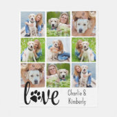 Hond LIEFDE Gepersonaliseerde Pet 9 Fotocollage Fleece Deken (Voorkant)