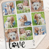 Hond LIEFDE Gepersonaliseerde Pet 9 Fotocollage Sherpa Deken
