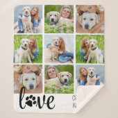 Hond LIEFDE Gepersonaliseerde Pet 9 Fotocollage Sherpa Deken (Voorkant)