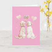 Hond Liefde met Roze Harten Kaart (Gele Bloem)