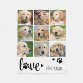 Hond LIEFDE Poot Print Gepersonaliseerde 9 Fotocol Fleece Deken (Voorkant)
