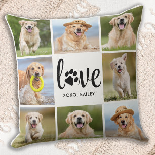 Hond LIEFDE Poot Print Gepersonaliseerde Pet Photo Kussen