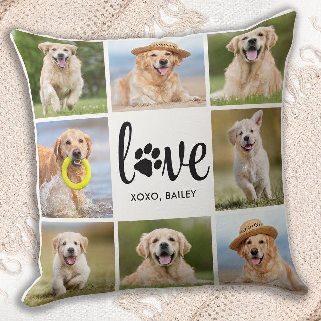 Hond LIEFDE Poot Print Gepersonaliseerde Pet Photo Kussen (Creator heeft geüpload)