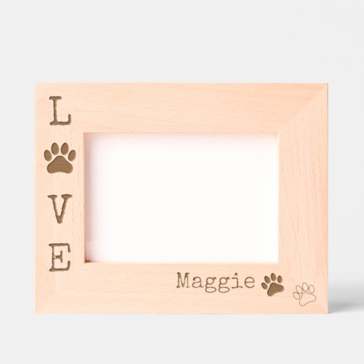 Hond LIEFDE Poot Print Moderne Gepersonaliseerde F Gegraveerde Lijstjes (Voorkant)