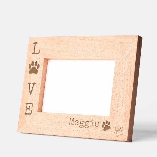 Hond LIEFDE Poot Print Moderne Gepersonaliseerde F Gegraveerde Lijstjes (Links)