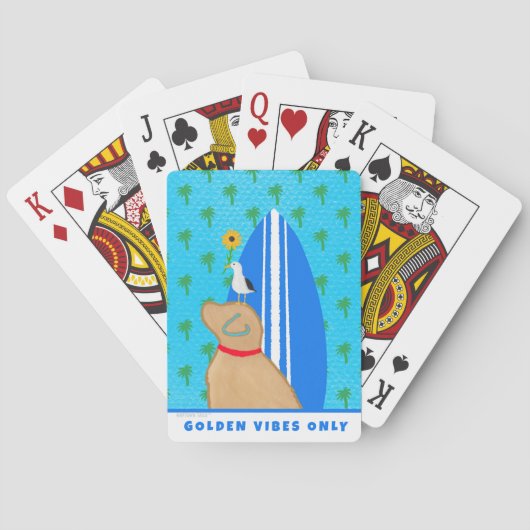 Hond Liefhebber Alleen Gouden Vibes Pokerkaarten (Achterkant)