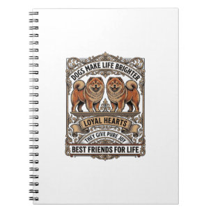 Hond Liefhebber Citaat Vintage Gravure Fluffy Hond Notitieboek
