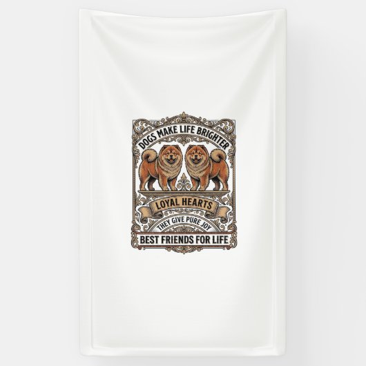 Hond Liefhebber Citaat Vintage Gravure Fluffy Hond Spandoek (Verticaal)