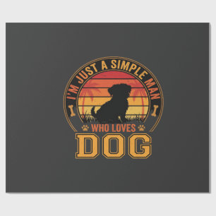 Hond Liefhebber Eenvoudige Man Retro Zonsondergang Cadeaupapier