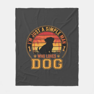 Hond Liefhebber Eenvoudige Man Retro Zonsondergang Fleece Deken